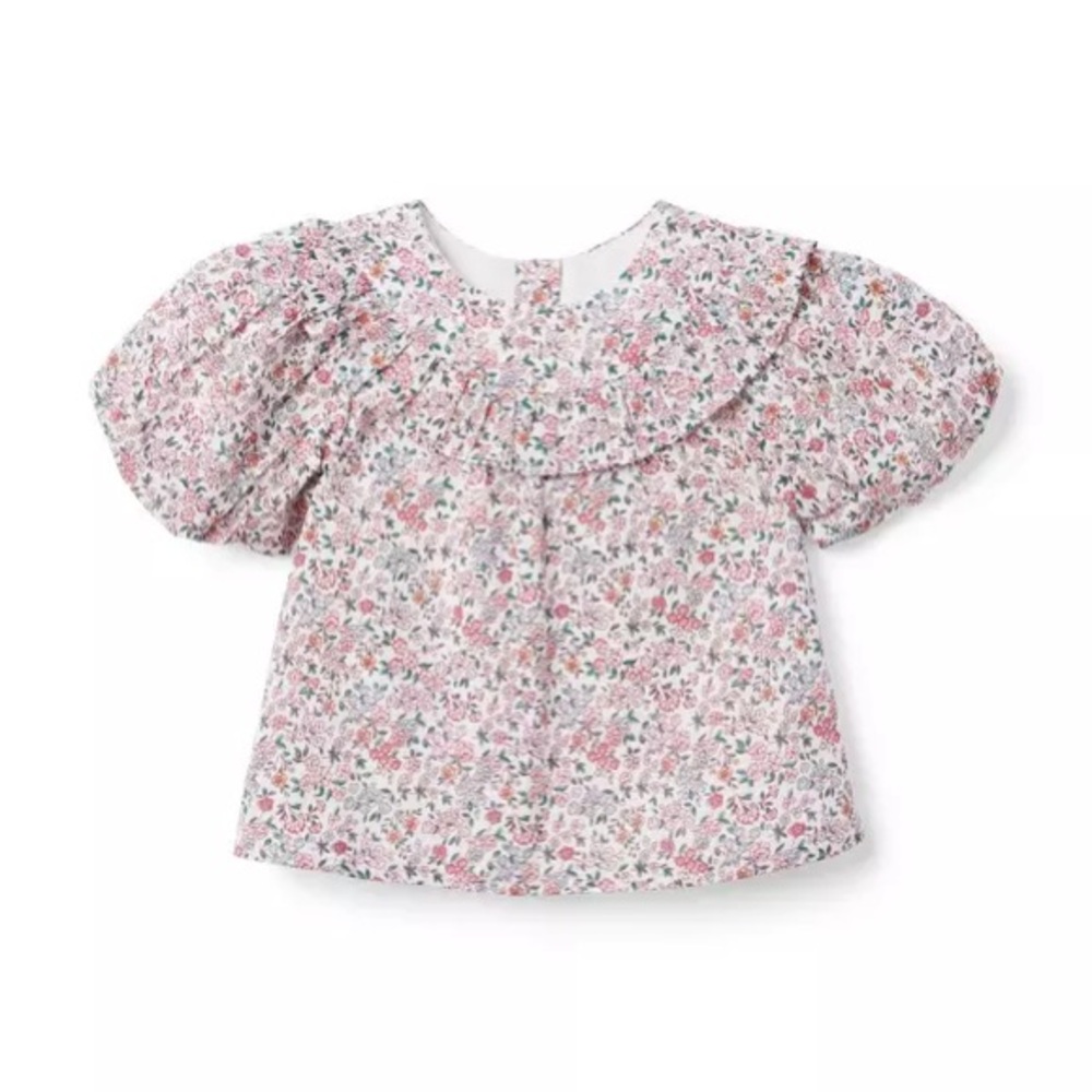 Janie and Jack Pink Floral Ruffle Blouse